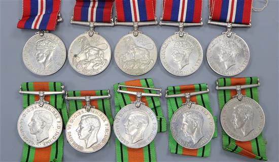 Ten WWII Defense medals